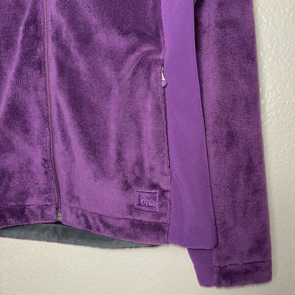 Rei Purple Plush Fleece Zip Up Jacket Mock Neck Women's XS Teddy Bear fuzzy - Picture 6 of 16